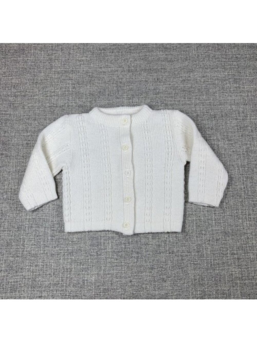 Vintage Toddle Time Pennys White Cardigan Sweater Girls Size 3T Button Front